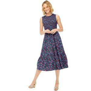 J. Crew Blue Floral Midi Dress